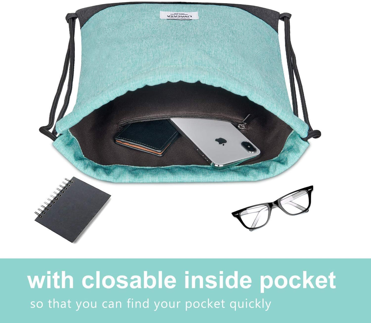 Drawstring Backpack Bag for Women Gym Drawstring Bag Green