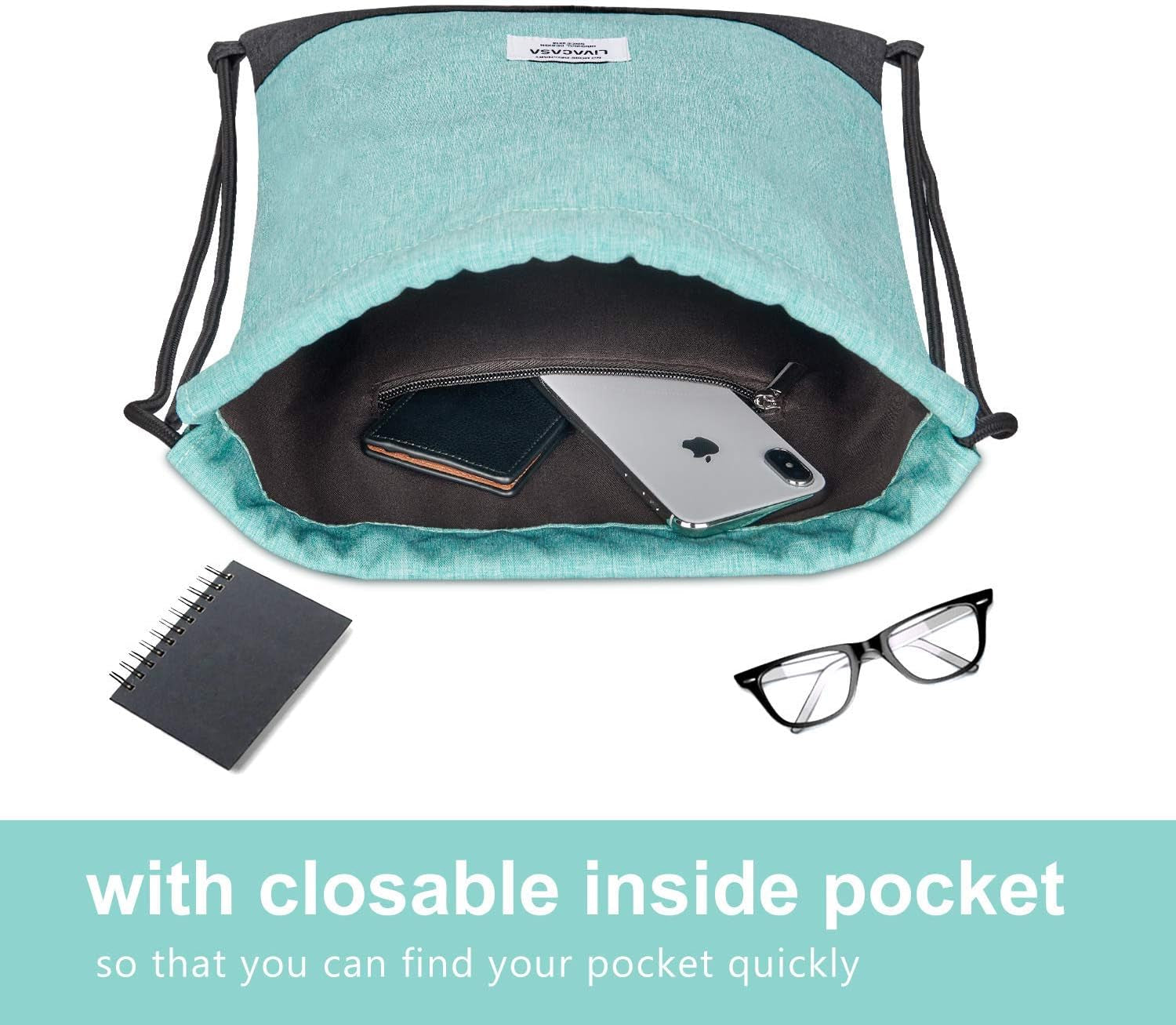 Drawstring Backpack Bag for Women Gym Drawstring Bag Green
