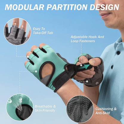 Freedom Workout Gloves, Knuckle Weight Lifting Shorty Fingerless Gloves with Curved Open Back, for Powerlifting, Gym, Women and Men